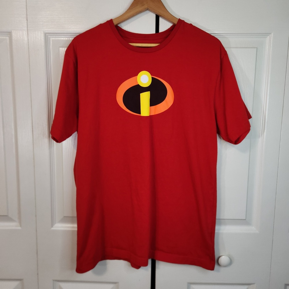 Disney Parks The Incredibles 2 Logo Graphic T-Shirt Womens Large Red Pixar Movie